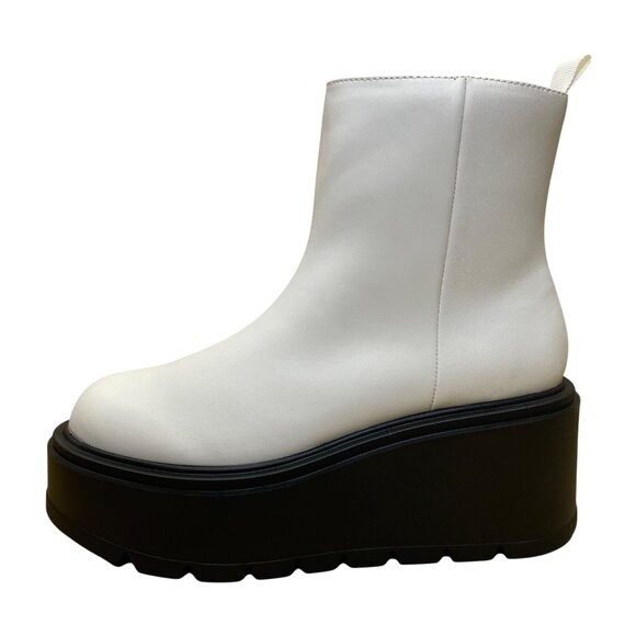 BP Women’s Ivory White PU Leather Platform Chunky Milo Ankle Boots 6.5M - Picture 4 of 10